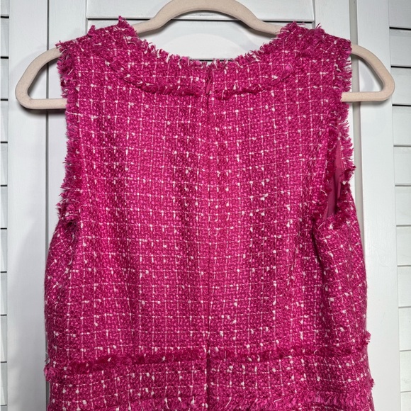 NWT J. Crew Women’s V Neck Pink Tweed Midi Dress with Fringe Detail Size 4 - Picture 6 of 9